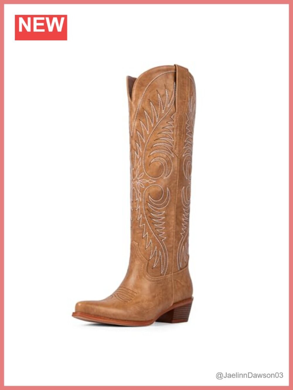 Women's Knee High Cowboy Boots Faux Leather Embroidered Western Boots